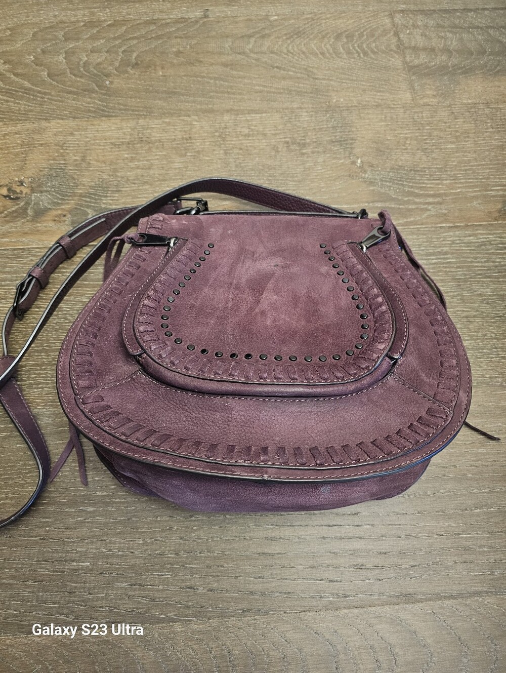 Rebecca Minkoff Purple Suede Crossbody Bag.